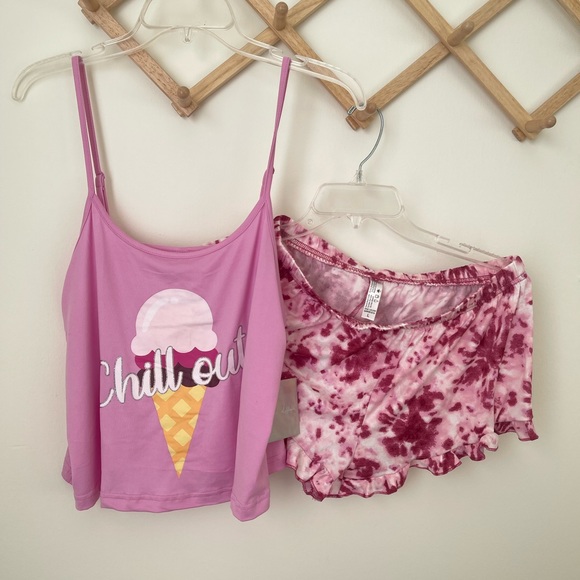 French Affair Cami & Tie Dye Shorts Sleep Set - Picture 1 of 4